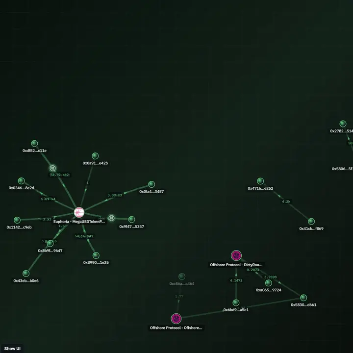 USDm live transfer flow visualization on MegaETH